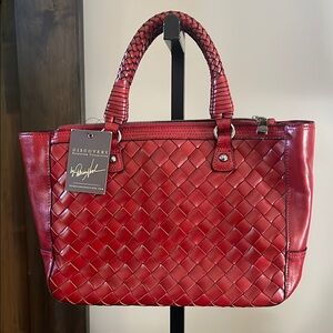 Patricia Nash Cortona Tote Red Woven Leather Bag- NWT